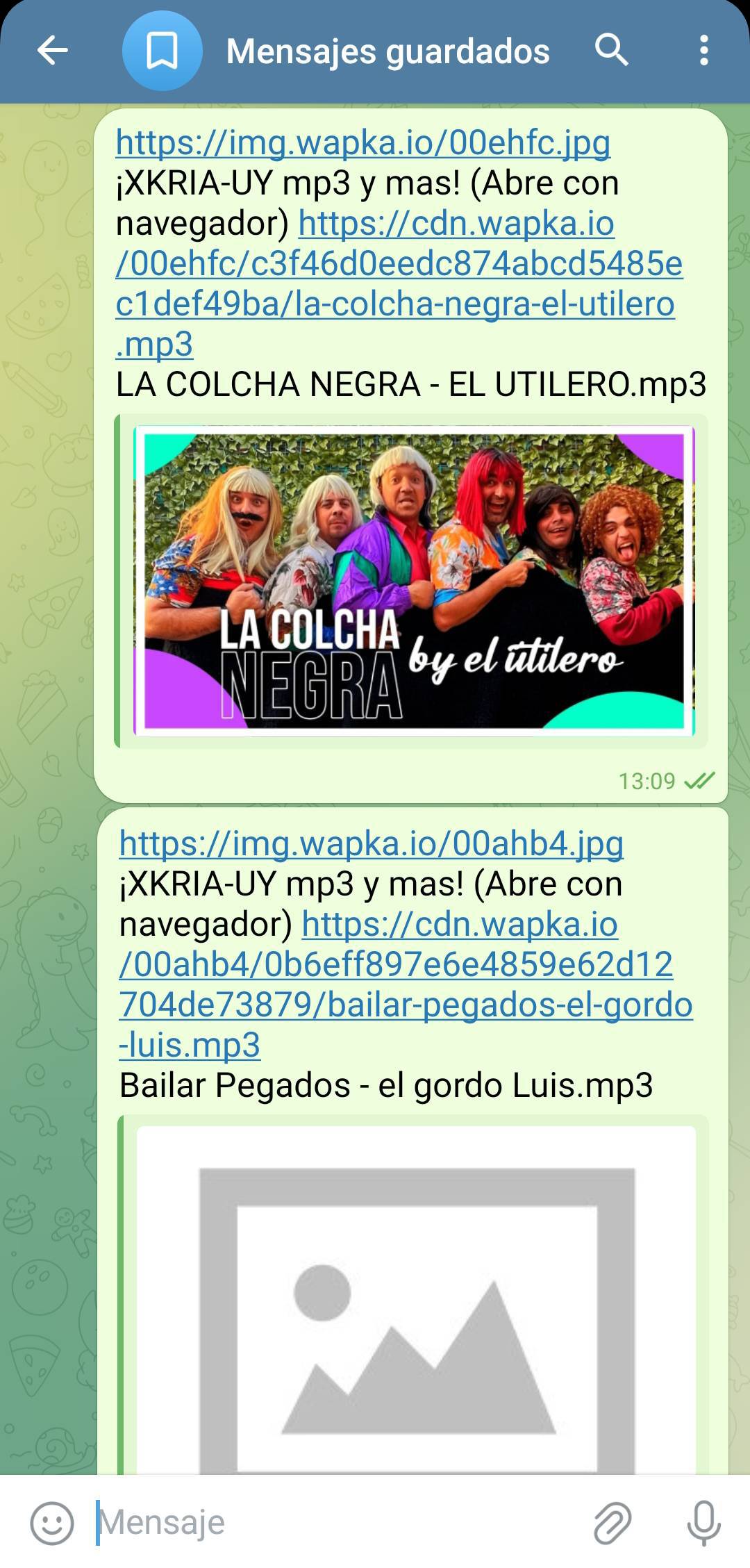 Vista mp3 compartido en telegram